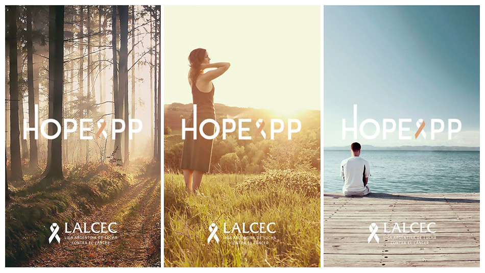 Hope app posters showing images of nature